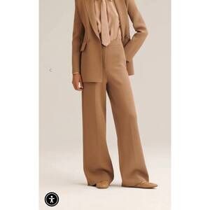 NEW SCANLAN THEODORE crepe knit trousers in camel